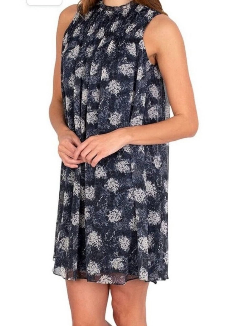 Joie Navy and White Sleeveless Floral Mini Dress Size Medium